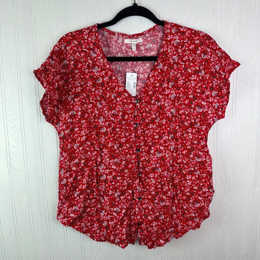 Maurices western blouse size small red button up‎ NWT